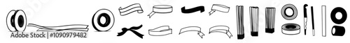 Transparent adhesive tape with realistic torn edges. 3D stripes for repairs or simple fixes. Plastic sticky bands and crosses with a wrinkled texture. Modern isolated polyethylene pieces set.