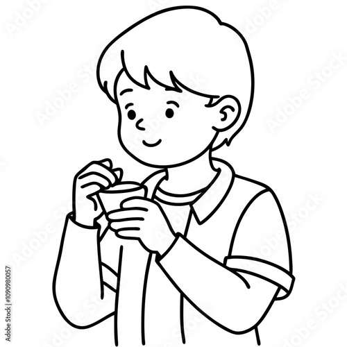 boy taking medicine illustration