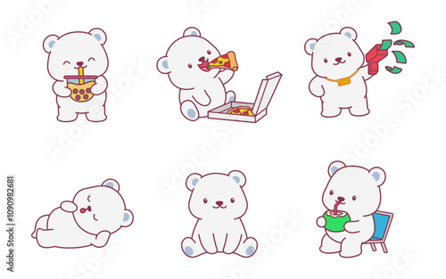 cute and adorable polar bear illustration cartoon character