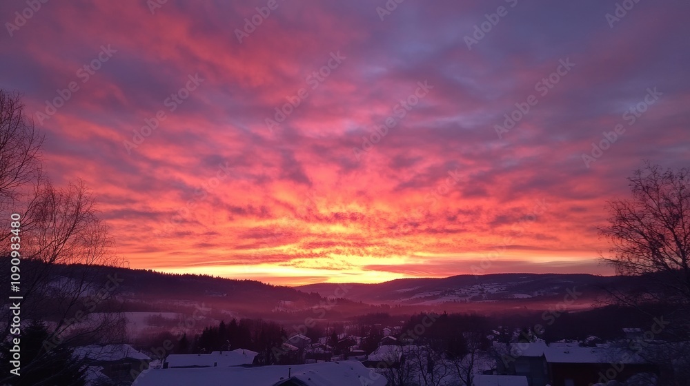 Obraz premium sunrise over a winter landscape