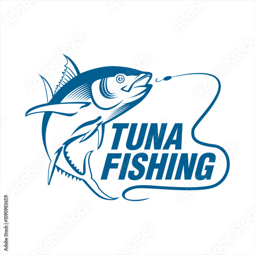 Tuna Fishing Logo vector illustration saltwater ocean fishing theme sea ​​water fishing tournament club logo photo