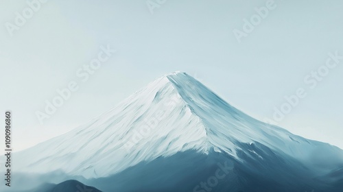 A breathtaking painting of a blue mountain with a snow-capped peak, symbolizing success and serenity. This stunning landscape art captures the beauty of nature and is perfect as wall decor or a peacef photo