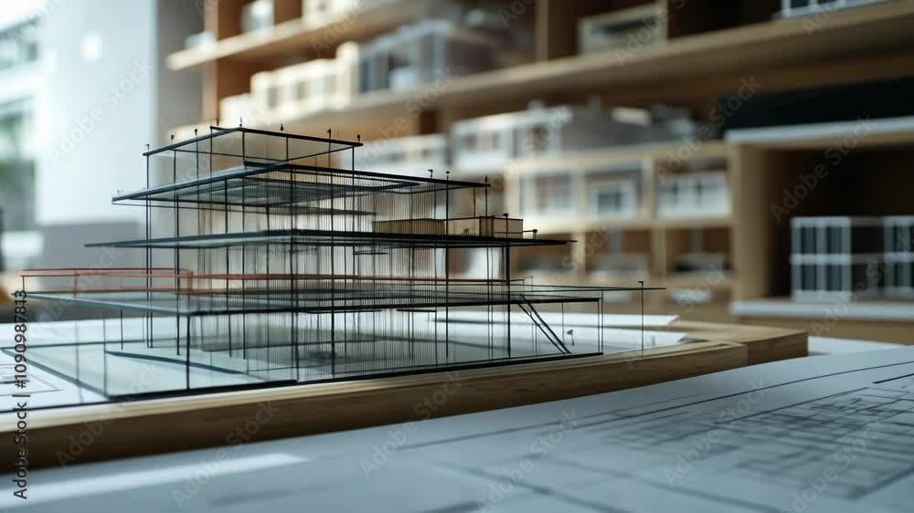 Architectural Model: A Glass and Steel Modern Building Design on ...