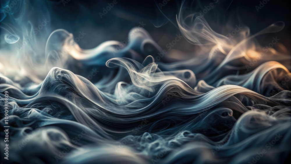 Fototapeta premium Abstract Dark Smoke Wave Background - Creative Tilt-Shift Photography for Atmospheric Effects, Mysterious Designs, and Artistic Visuals in Digital Art, Graphic Design, and Web Backgrounds