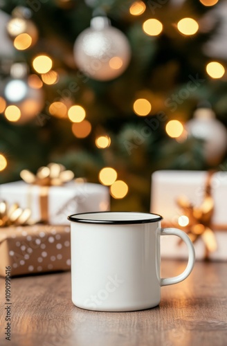 Wallpaper Mural Cozy winter morning with hot drink and holiday decorations in the background Torontodigital.ca