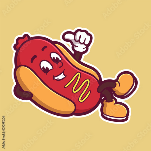 delicious and tasty hotdog mascot cartoon character