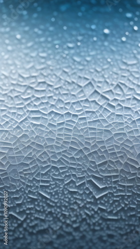 Frosted glass texture with complex design of frozen waterdrops. Winter background. Holiday concept.