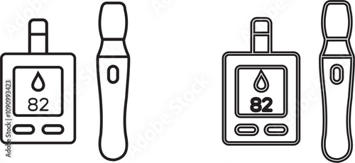 Blood sugar test icon. filled and line stroke icons