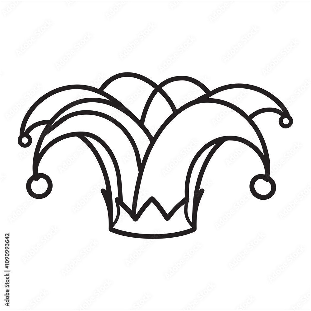 Fototapeta premium single one line Jester Hat silhouette on white background 