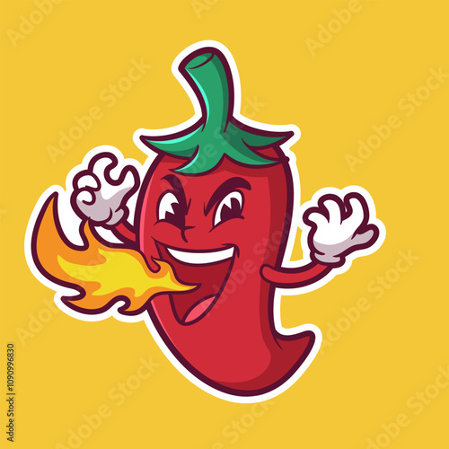 cartoon character mascot of delicious and tasty hot chili peppers
