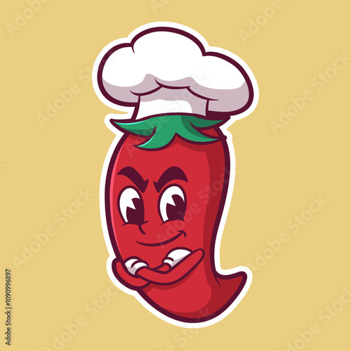 cartoon character mascot of delicious and tasty hot chili peppers