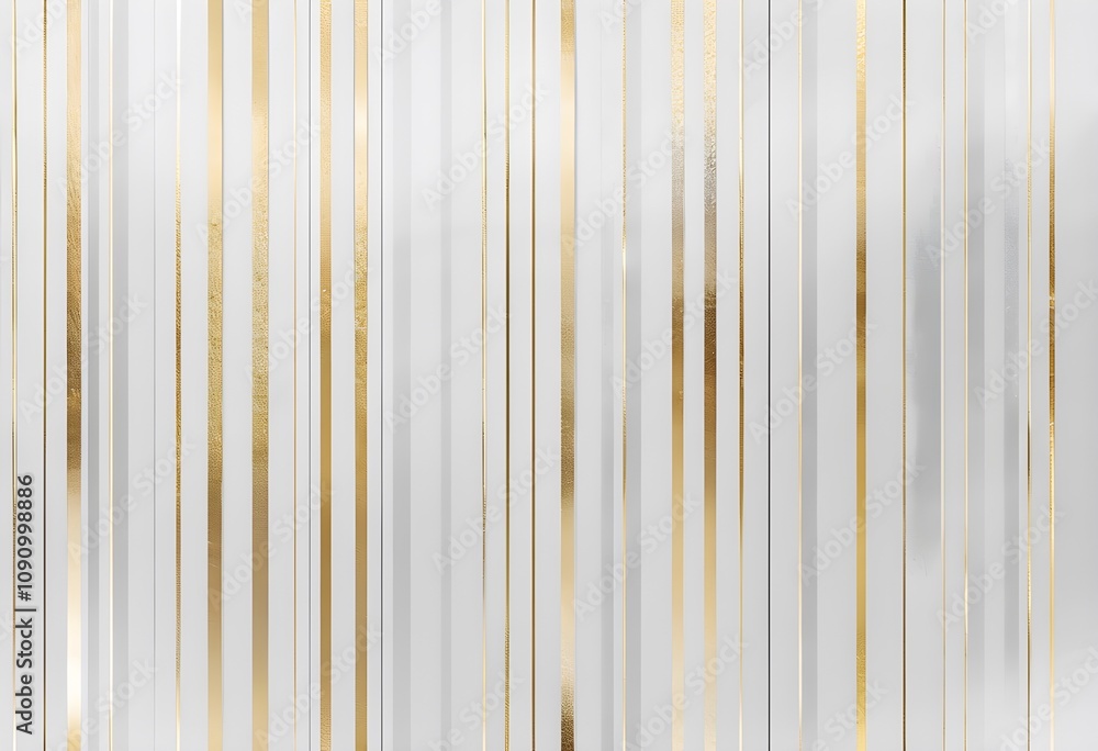 Obraz premium Minimalist Stripes in Matte White, Gold, and Silver with Subtle Metallic Highlights for Chic Luxury Gift Wrap Design