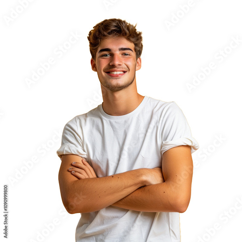 Young Hispanic student with notebook happy, smiling and cheerful