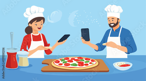 Online Pizza Tutorial: Couple Learning Cooking Together