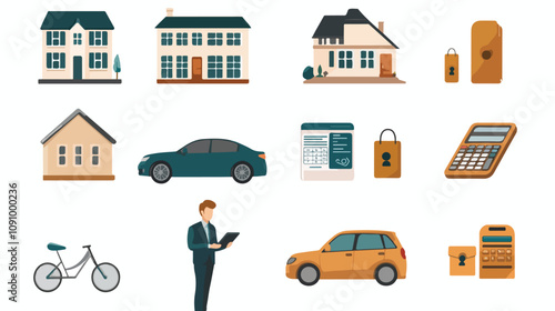 Financial concept of man paying credit using a calculator