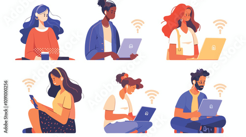 Connected People in Wifi Zone - Digital Connectivity Concept
