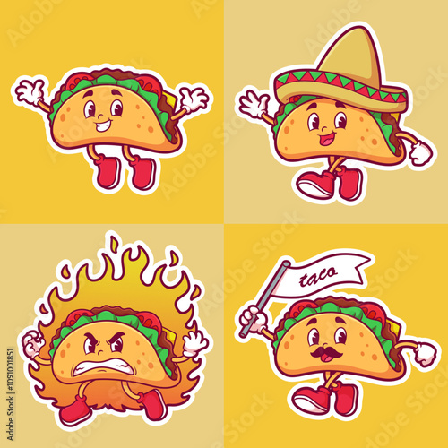 delicious and tasty taco mascot cartoon character