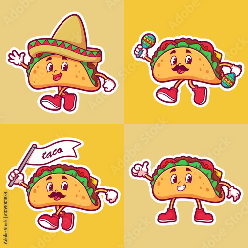 delicious and tasty taco mascot cartoon character
