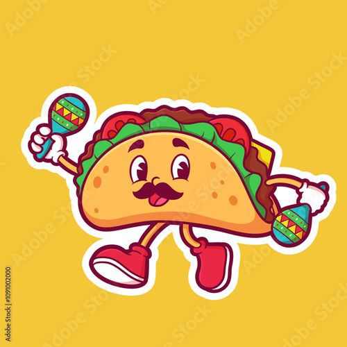 delicious and tasty taco mascot cartoon character