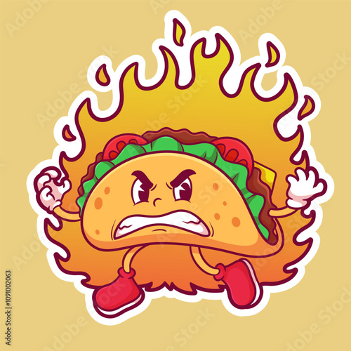 delicious and tasty taco mascot cartoon character