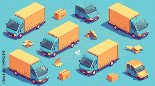 Logistics Vehicles 3D Icons for Transportation Industry