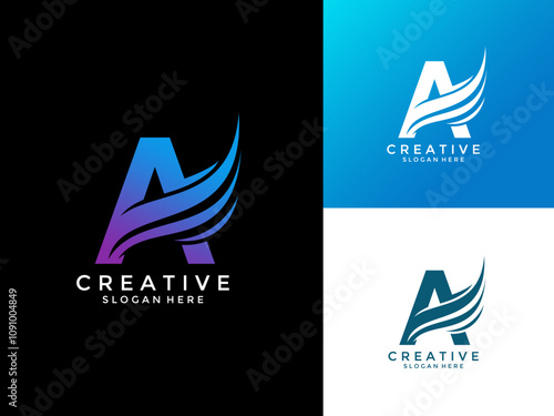 Letter A Professional logo for all kinds of business, Letter A with swoosh or wings logo design vector template