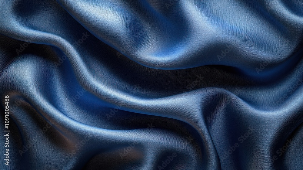 Fototapeta premium Serene Blue Satin Drapery: A Study in Smoothness and Elegance