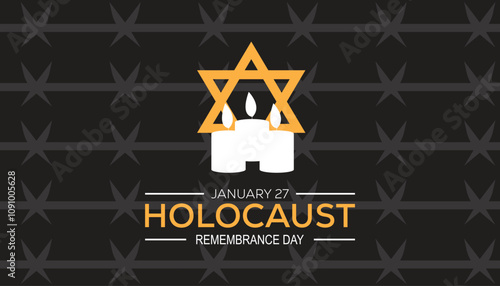 International Holocaust Remembrance Day observed each year during January. People Awareness concept. Vector template for banner, greeting card, poster with background.