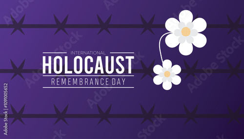 International Holocaust Remembrance Day observed each year during January. People Awareness concept. Vector template for banner, greeting card, poster with background.