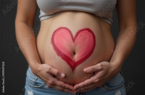 Wallpaper Mural pregnant woman with pink heart on belly Torontodigital.ca