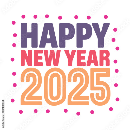 Wallpaper Mural Happy New Year 2025 - Vibrant and Festive Design. Torontodigital.ca