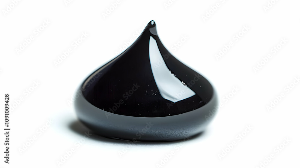 Fototapeta premium Photo Black Drop Liquid Glossy Shine Reflection Macro