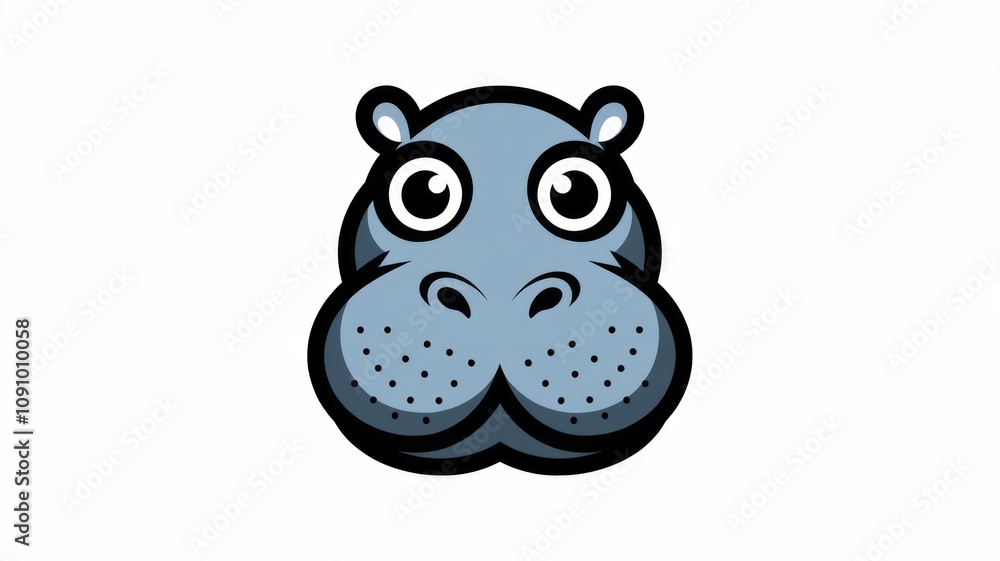 Naklejka premium Simple Vector Logo of a Hippo's Face with Textured Skin Generative aI