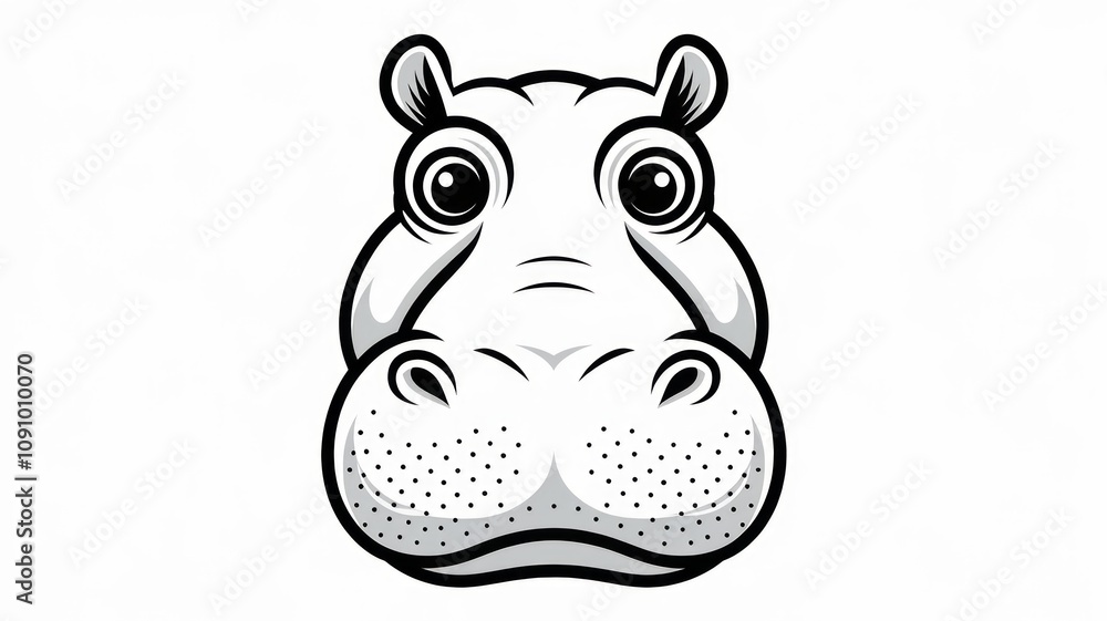 Naklejka premium Simple Vector Logo of a Hippo's Face with Textured Skin Generative aI