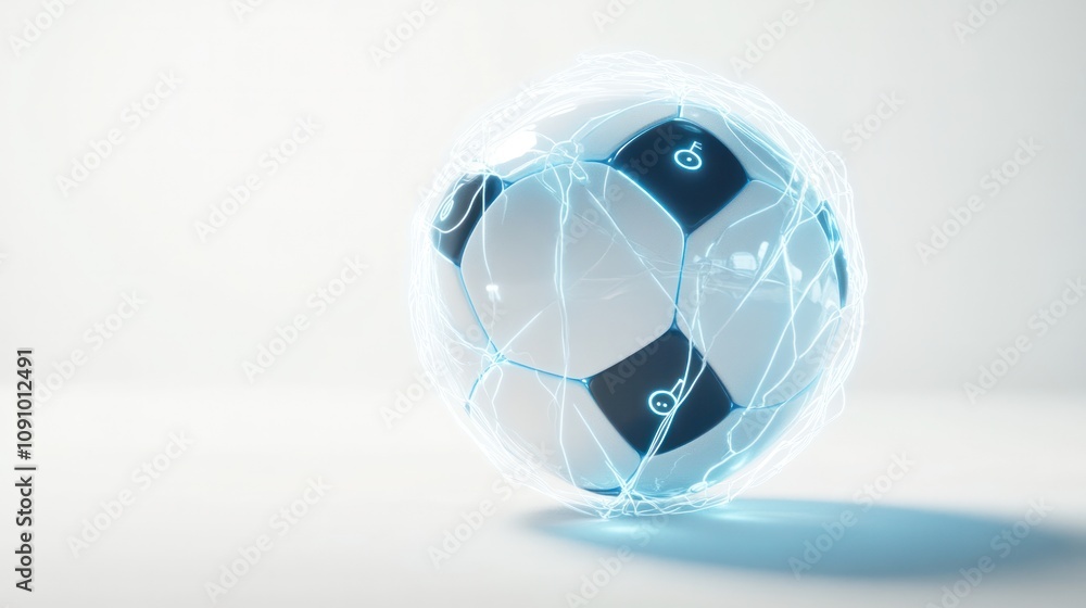 Naklejka premium Conceptual football imagery featuring a stunning swirling multi-colored galaxy.