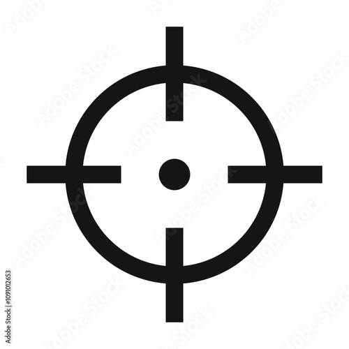 Gun viewfinder, Simple viewfinder vector icon symbol silhouette isolated from background