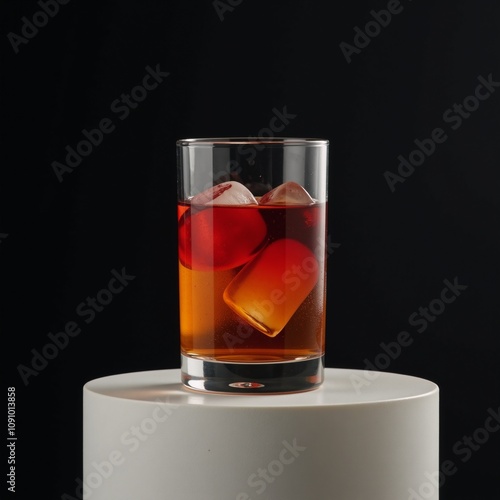 Negroni cocktail displayed against a black backdrop photo