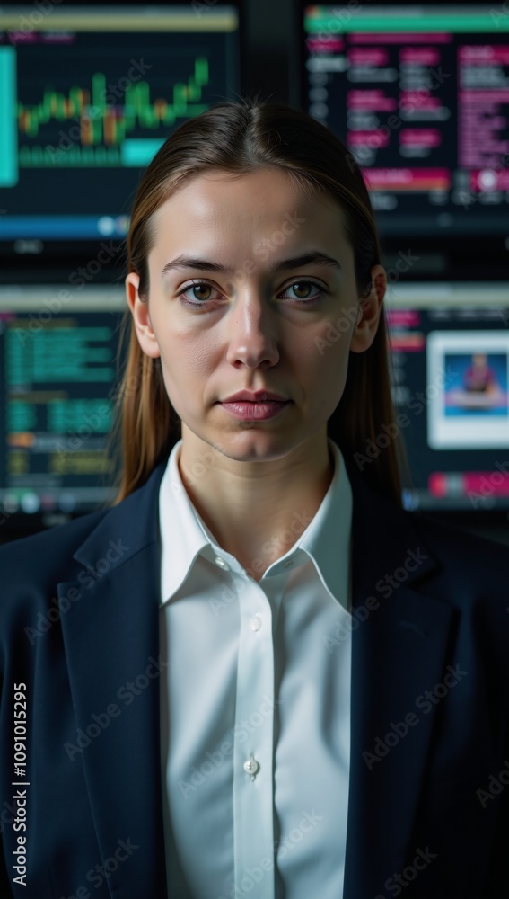 Fototapeta premium Portrayal of a data privacy professional focused on securing confidential business information