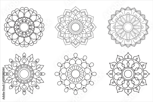 Set of ornamental elements for design, pattern, seamless, vector, flower, floral, design, ornament, decoration, vintage, wallpaper, illustration, art, texture, lace, mandala, circle, element, decor, s