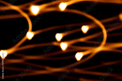 Obraz na plátne Yellow and orange lights making lines