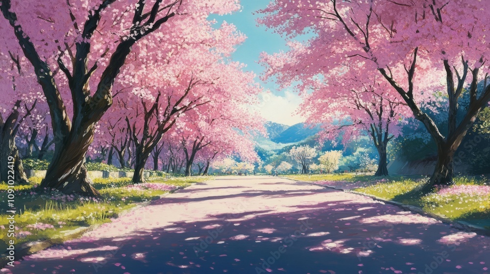 Fototapeta premium Cherry blossoms bloom at Nirayama Park