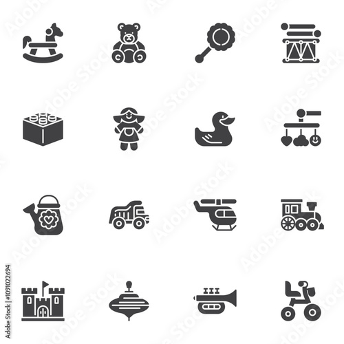 Baby toys vector icons set