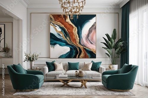 Luxurious Abstract Design with Rich Acrylic Sweeps and Unique Oil Pigmentations for Modern Decor photo