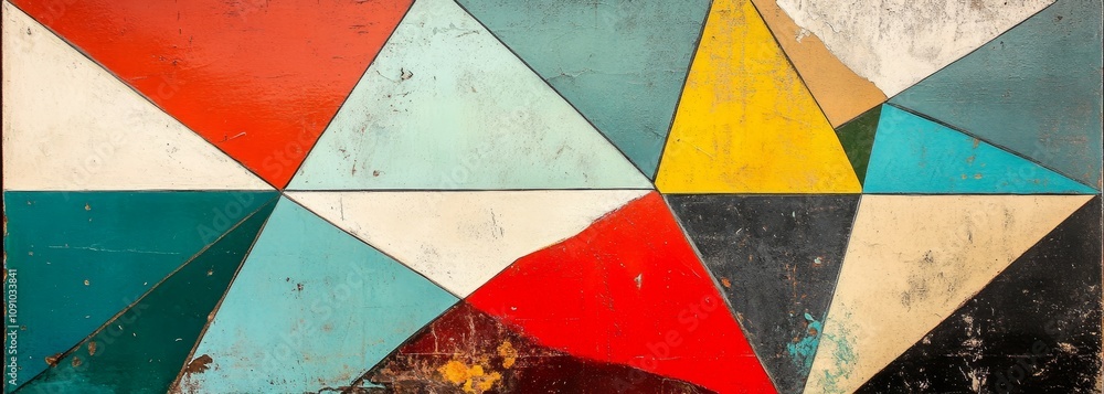 Fototapeta premium Vintage geometric shapes wide horizontal abstract background