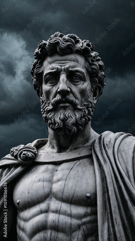 White marble statue of a Greek philosopher White marble statue of a Greek philosopher
