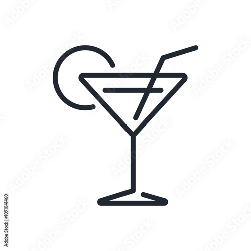 Martini glass editable stroke outline icon isolated on white background flat vector illustration. Pixel perfect. 64 x 64