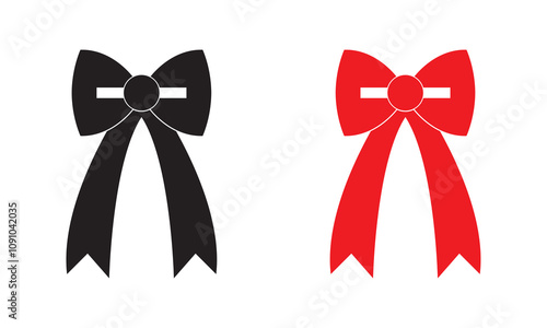 Red and black bow tie white background. vector illustration. EPS 10/AI