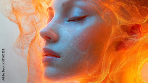 A pattern of overlapping translucent shapes creating a multilayered texture, subtly forming a human face with shifting light,