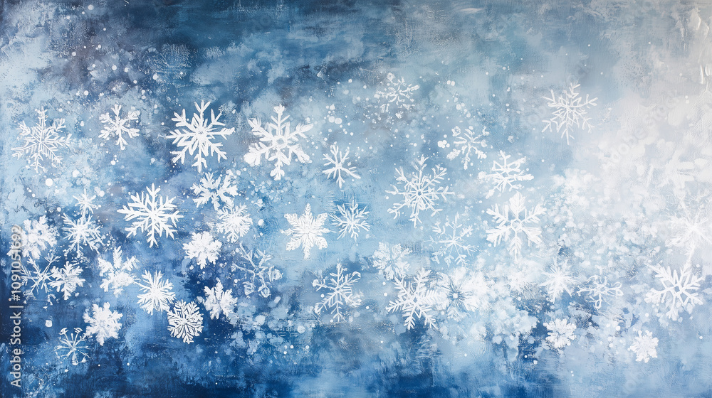 Fototapeta premium Abstract Snowfall Patterns in Cool Blues and Silvers