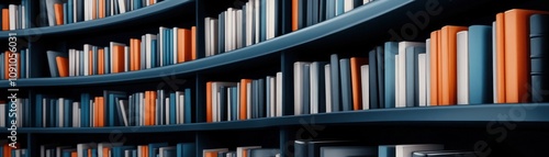 Vibrant Bookshelves Displaying A Variety Of Colorful Tomes photo